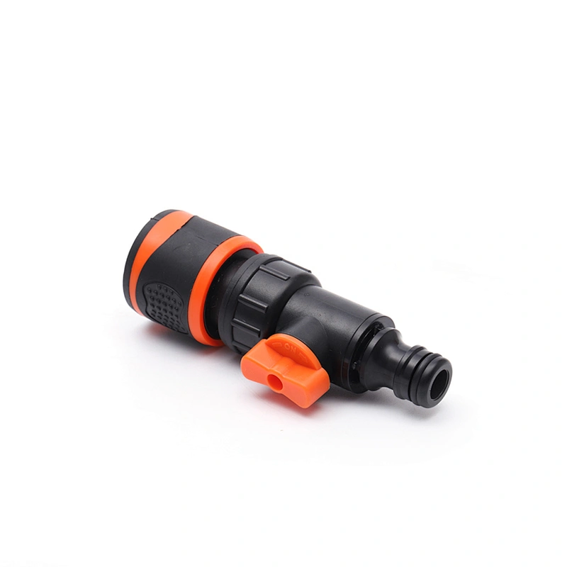 Soft Rubber Coever Water Hose Quick Connector With Manual Valve