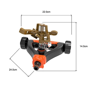 Garden Plastic Triangle Base Metal Water Lawn Impact Irrigation Sprinkler With 2 Wheels