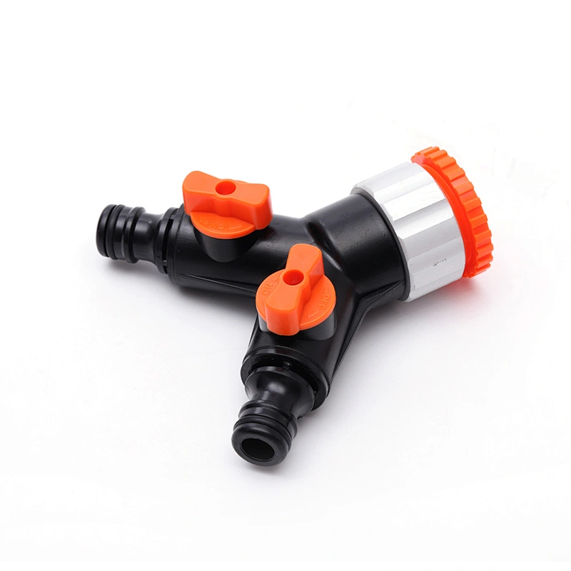 Garden New Plastic Two Way Hose Pipe Quick Connector With Valve