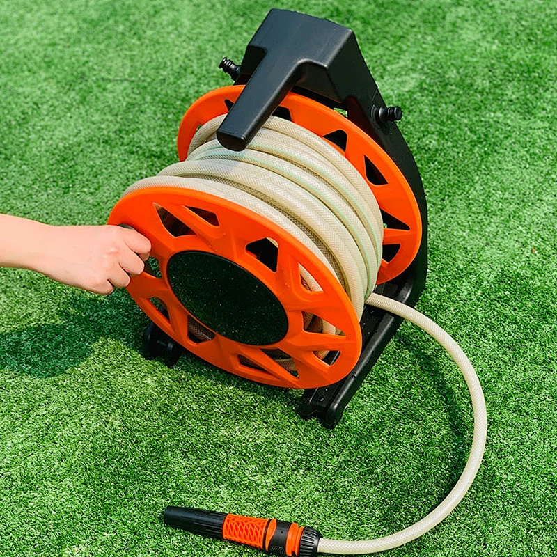 Garden Triangle Frame Water Hose Reel Cart With Soft Rotating Handle