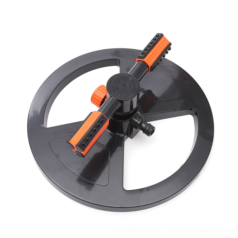 Plastic 360 Degree Rotating Two Arm Water Lawn Irrigation Sprinkler With Round Base