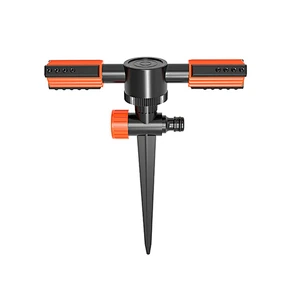 Plastic Black And Red Two Arm Rotating Head Sprinkler System With Spike