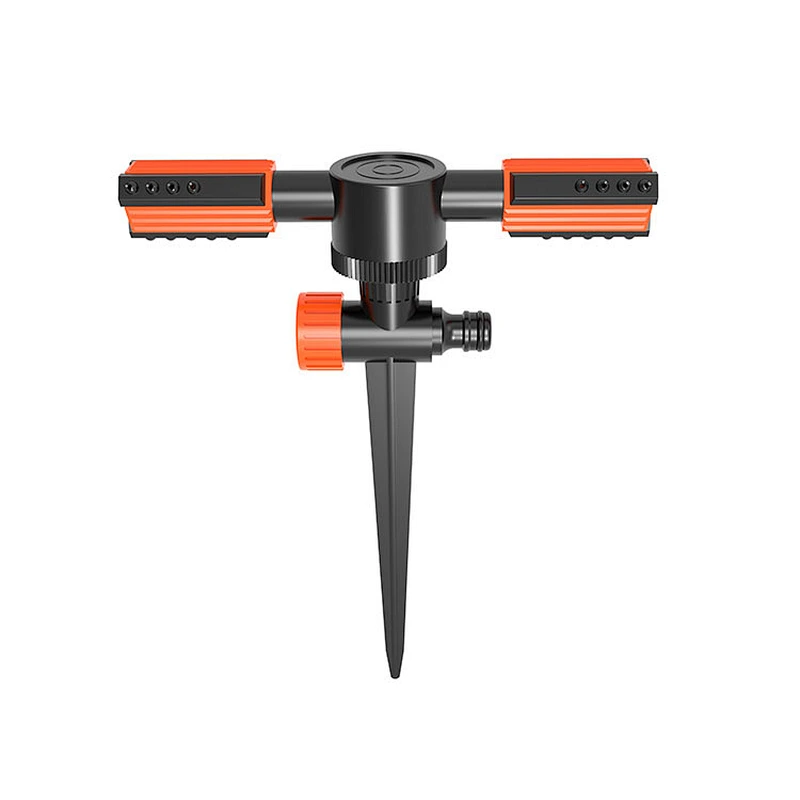 Plastic Black And Red Two Arm Rotating Head Sprinkler System With Spike
