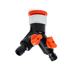 Garden New Plastic Two Way Hose Pipe Quick Connector With Valve