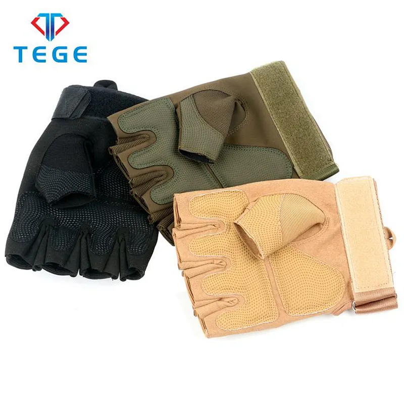 TEGE High Quality Knife Protection Material Tactical Accessory Nylon Half-Finger Outdoor Breathable Military Glove