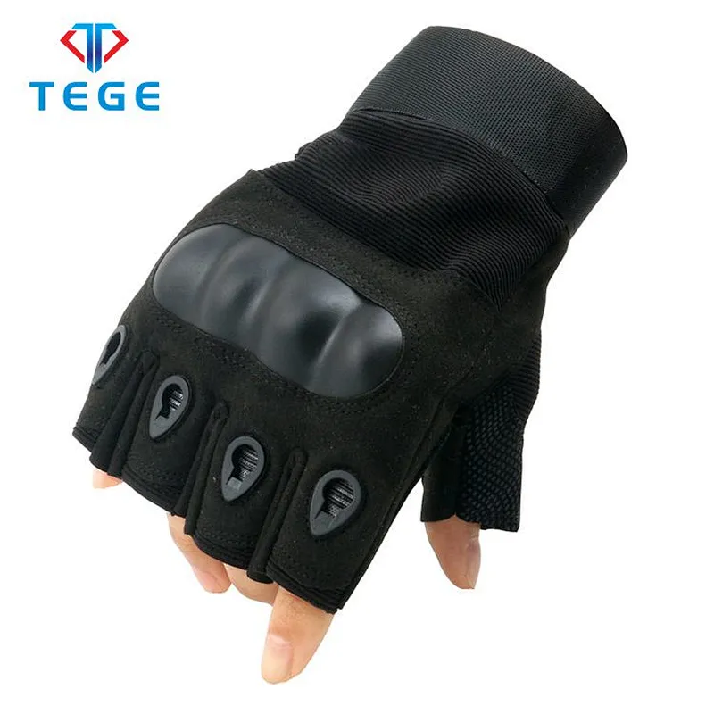 TEGE High Quality Knife Protection Material Tactical Accessory Nylon Half-Finger Outdoor Breathable Military Glove