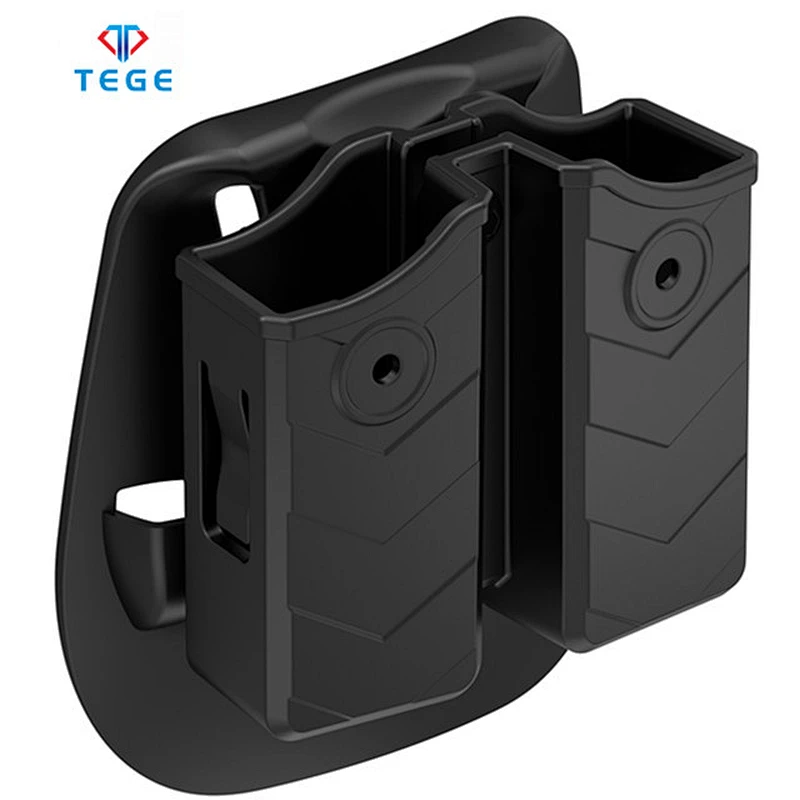 Universal Double Stack Magazine Pouch with 60 Degree Rotate Paddle and Belt Clip Attachment
