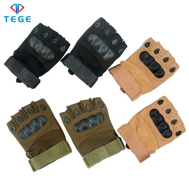TEGE High Quality Knife Protection Material Tactical Accessory Nylon Half-Finger Outdoor Breathable Military Glove