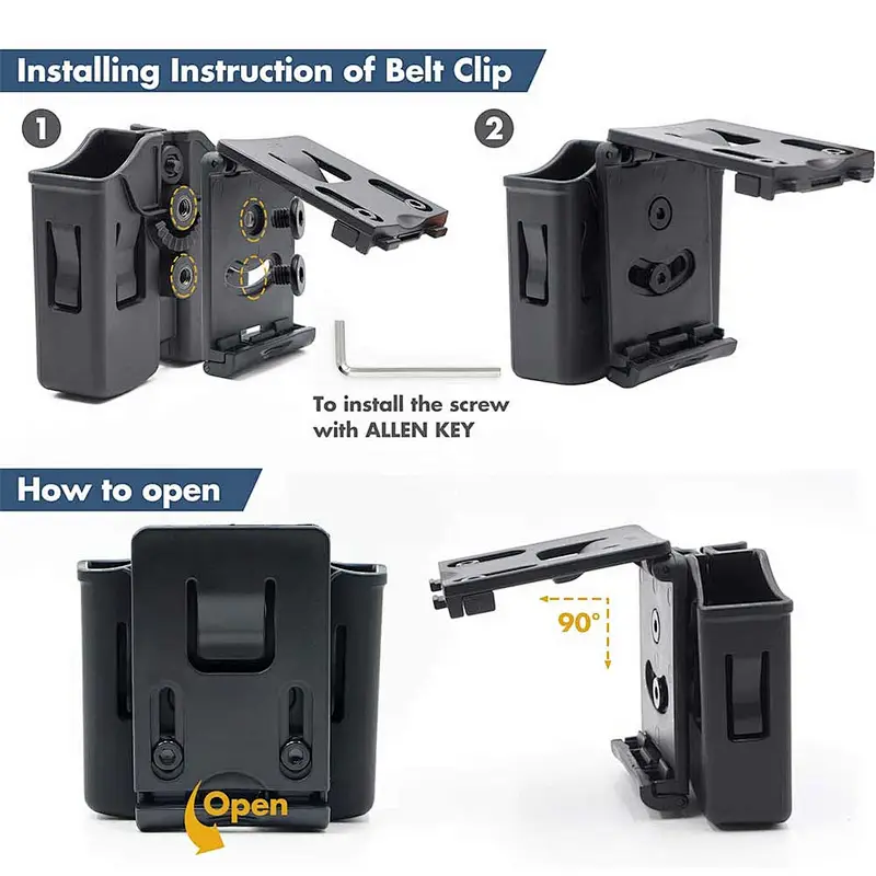 Qualified military tactical double stack magazine pouch 9mm/.40 gun magpouch belt clip universal