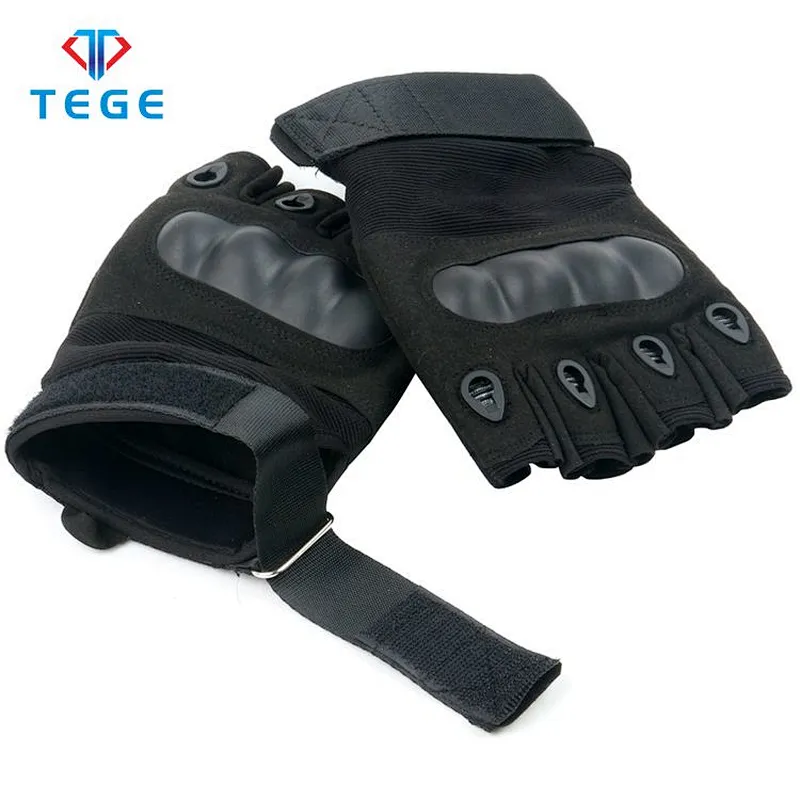 TEGE High Quality Knife Protection Material Tactical Accessory Nylon Half-Finger Outdoor Breathable Military Glove