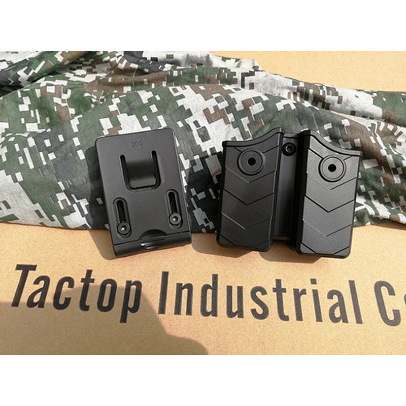 Military tactical pistol holster of double stack double mag pouch