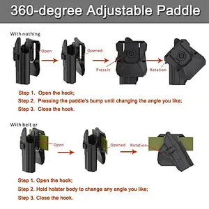 Glock 17 Glock 22 31 Paddle Holster(gen 1-5), Tactical 360 Degrees Adjustable Outside Waistband Holster