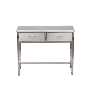 Stainless steel trolley table  with 2 drawers and wheels for vet hospital
