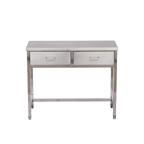 Stainless steel trolley table  with 2 drawers and wheels for vet hospital