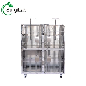 Stainless steel material luxury cage for cat with wheel for pet shop/pet hospital