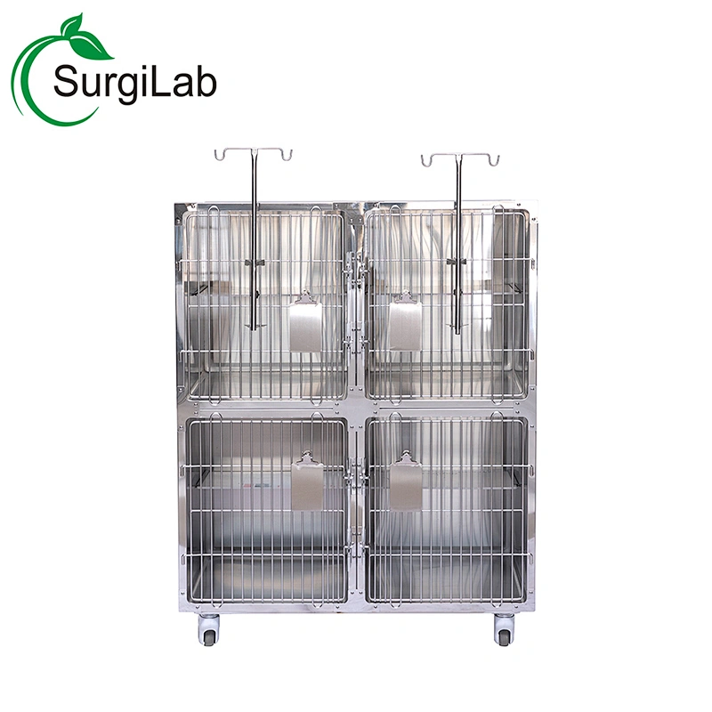 Stainless steel material luxury cage for cat with wheel for pet shop/pet hospital