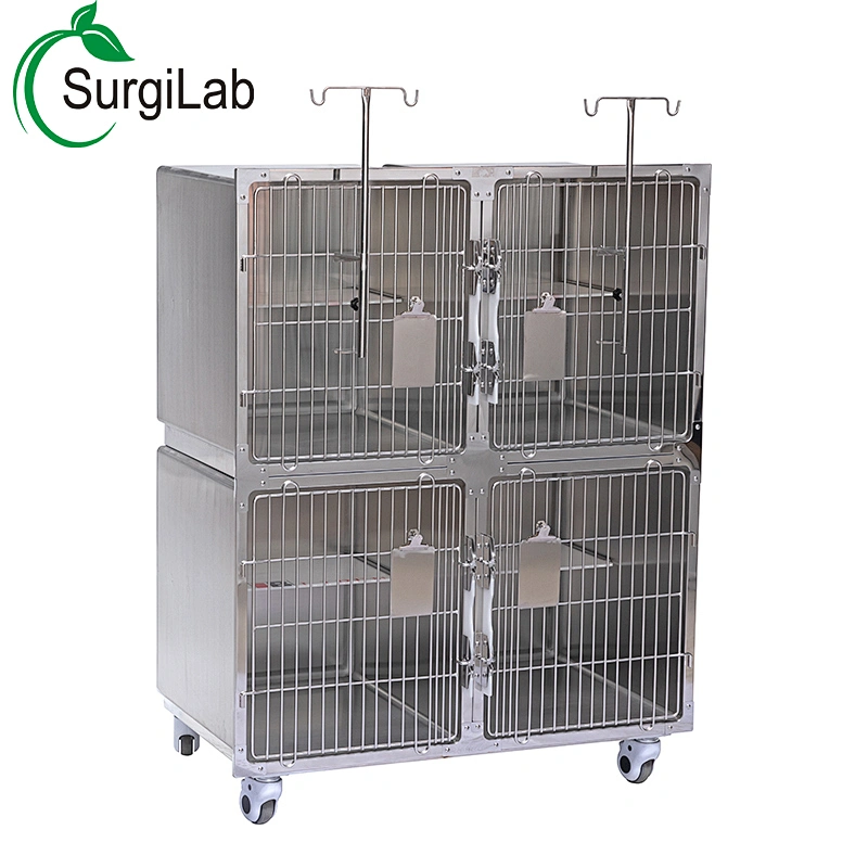 Stainless steel material luxury cage for cat with wheel for pet shop/pet hospital