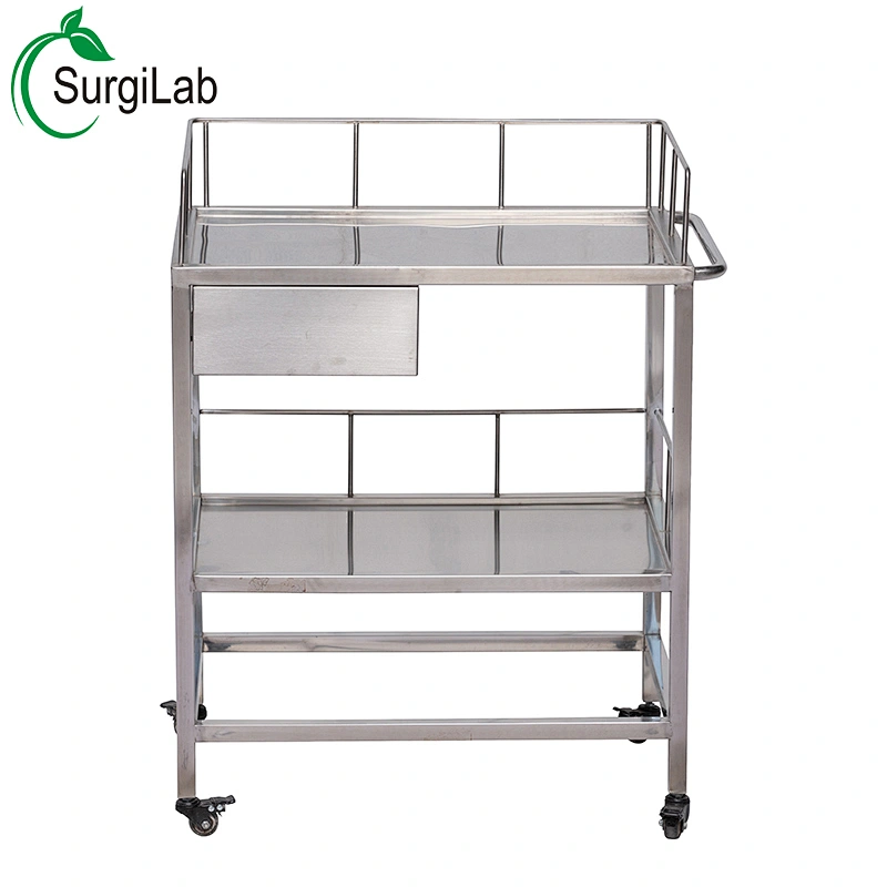 Trolley medical cart stainless steel medical cart For Pet Hospital With Brake Wheel