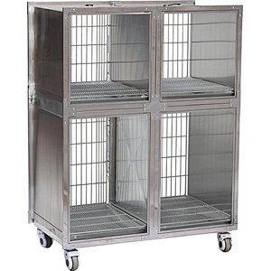Stainless steel pet display cage for veterinary hospital/pet shop