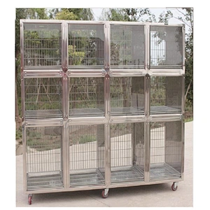 veterinary stainless steel glass back cage 38in*27in*60in display cage for veterinary clinic animal hospital shop