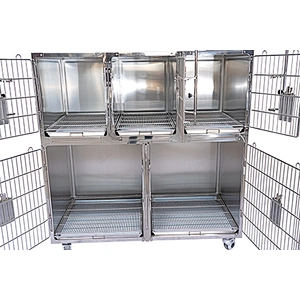 Stainless steel veterinary equipment cage with wheel for pet hospital