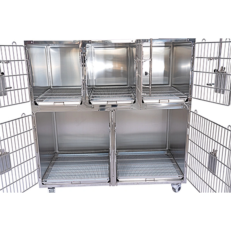 Stainless steel veterinary equipment cage with wheel for pet hospital