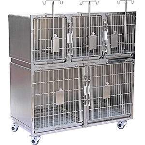 Stainless steel veterinary equipment cage with wheel for pet hospital