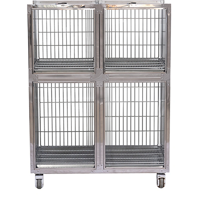 Stainless steel pet display cage for veterinary hospital/pet shop