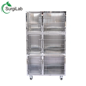Luxury cat cage stainless steel with wheel for pet shop/clinic/hospital