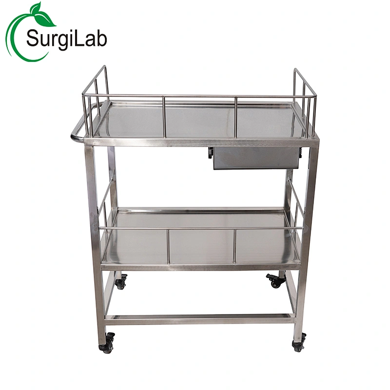 Trolley medical cart stainless steel medical cart For Pet Hospital With Brake Wheel