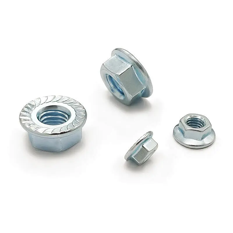 Zinc Plated Hex Flange Nuts DIN6923 Carbon Steel M6 M8 Serrated