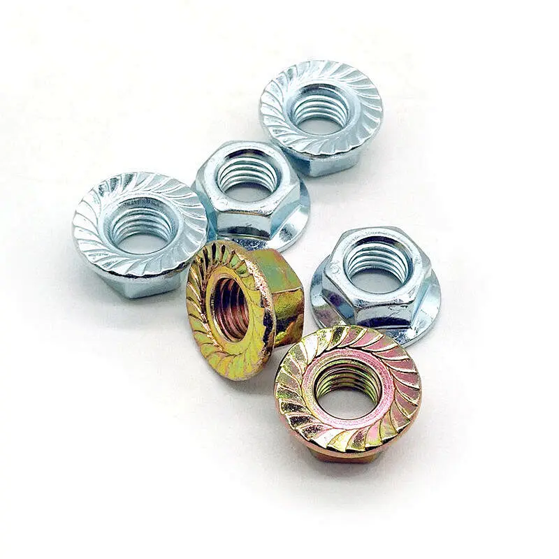 Zinc Plated Hex Flange Nuts DIN6923 Carbon Steel M6 M8 Serrated