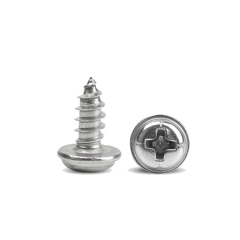 M1.4 M1.7 M2 M2.6 M3 M4 DIN968 304 Stainless Steel Cross Phillips Pan Round Head With Washer Collar Wood Self Tapping Screw