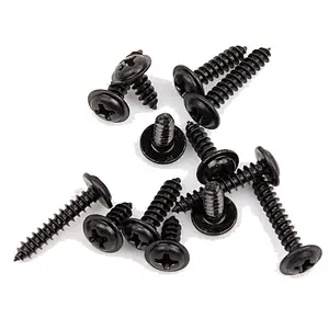 M1.4 M1.7 M2 M2.6 M3 M4 DIN968 304 Stainless Steel Cross Phillips Pan Round Head With Washer Collar Wood Self Tapping Screw