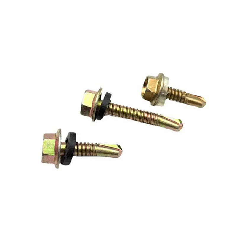 Hex head flange face stainless steel self drilling screw with PVC washer din7504