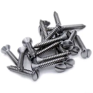 Hardware fasteners metal steel slotted oval raised countersunk head self tapping wood screws DIN7973