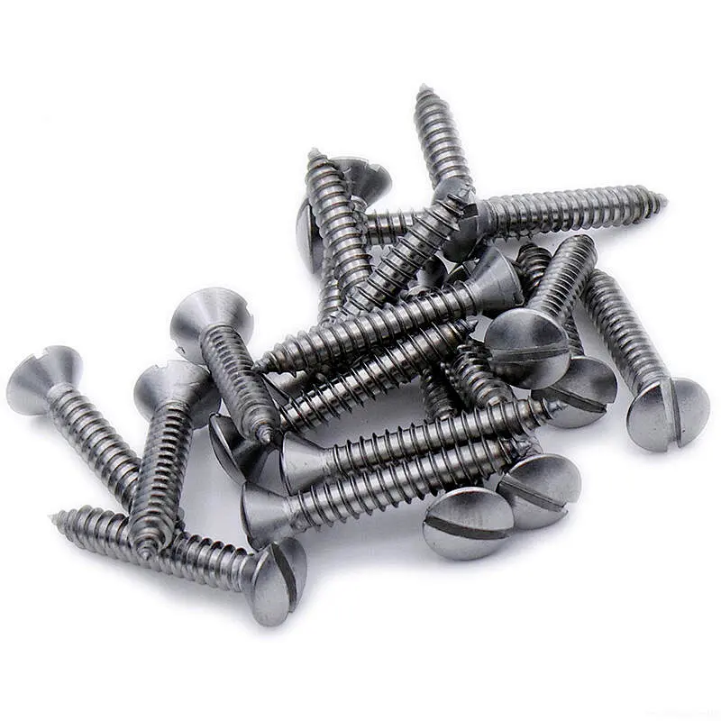 Hardware fasteners metal steel slotted oval raised countersunk head self tapping wood screws DIN7973