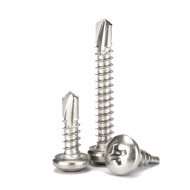 Hex head flange face stainless steel self drilling screw with PVC washer din7504