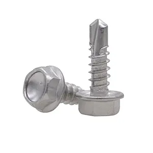Hex head flange face stainless steel self drilling screw with PVC washer din7504