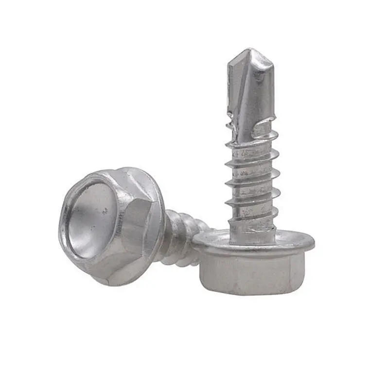 Hex head flange face stainless steel self drilling screw with PVC washer din7504