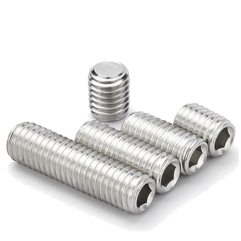 High strength black Headless Thread Hexagon Socket Grub Screws Set Flat Point Screws Din913 Black Hex Socket Set Screw