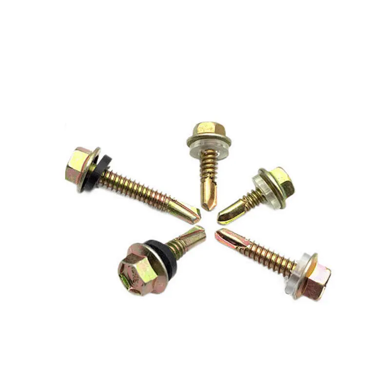 Hex head flange face stainless steel self drilling screw with PVC washer din7504