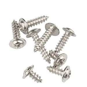 M1.4 M1.7 M2 M2.6 M3 M4 DIN968 304 Stainless Steel Cross Phillips Pan Round Head With Washer Collar Wood Self Tapping Screw