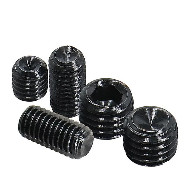 High strength black Headless Thread Hexagon Socket Grub Screws Set Flat Point Screws Din913 Black Hex Socket Set Screw