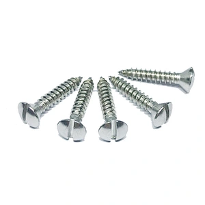 Hardware fasteners metal steel slotted oval raised countersunk head self tapping wood screws DIN7973