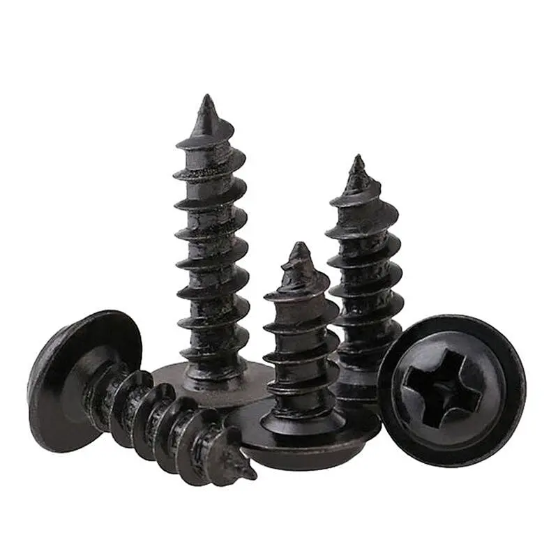 M1.4 M1.7 M2 M2.6 M3 M4 DIN968 304 Stainless Steel Cross Phillips Pan Round Head With Washer Collar Wood Self Tapping Screw
