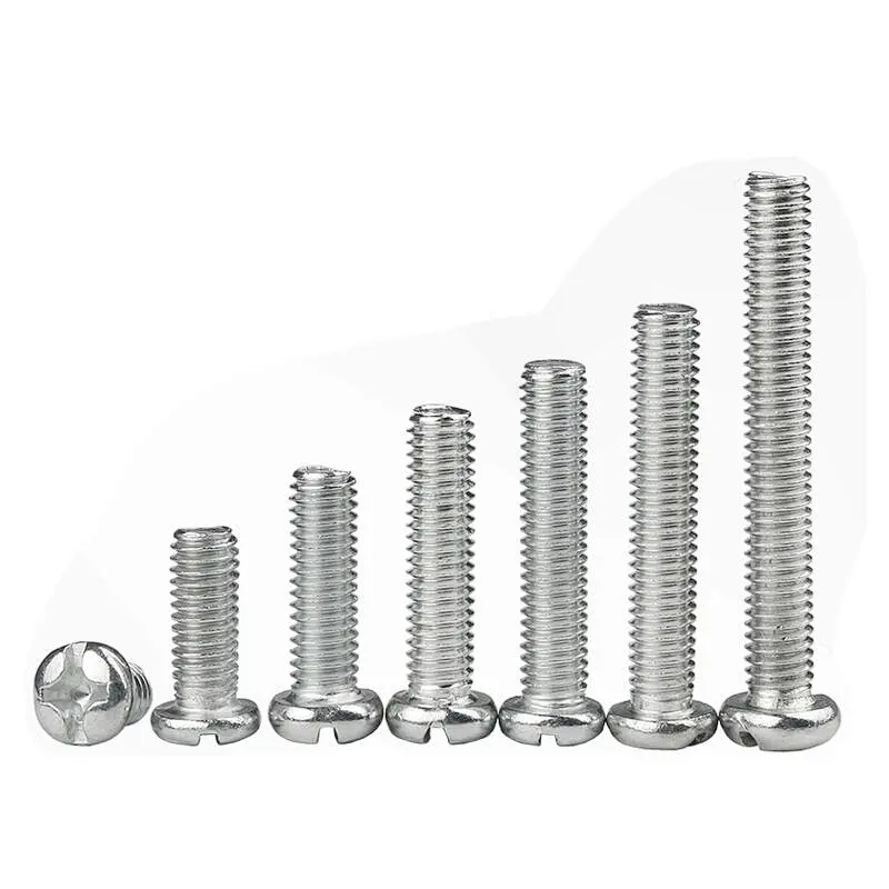 China Factory All Size DIN7985 Stainless Steel Cross Recessed Machine Screw Pan Head Phillips Screws