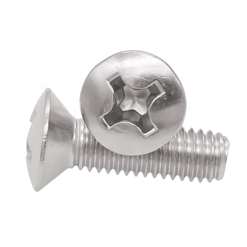 M1.6 M2 M2.5 SS304 Cross Recessed Raised Countersunk Head Screw DIN966 Raised Countersunk Head Screws With Cross Recess