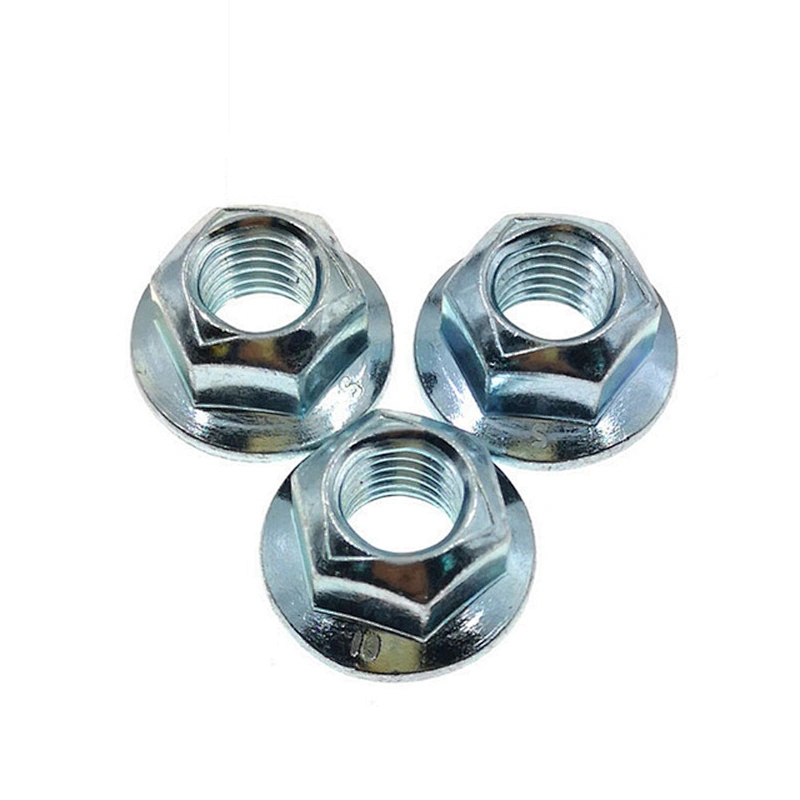 High Quality DIN6927 Prevailing Torque Type Carbon Steel Galvanized Flange Nut Hexagon Nuts With Pressing Point Type