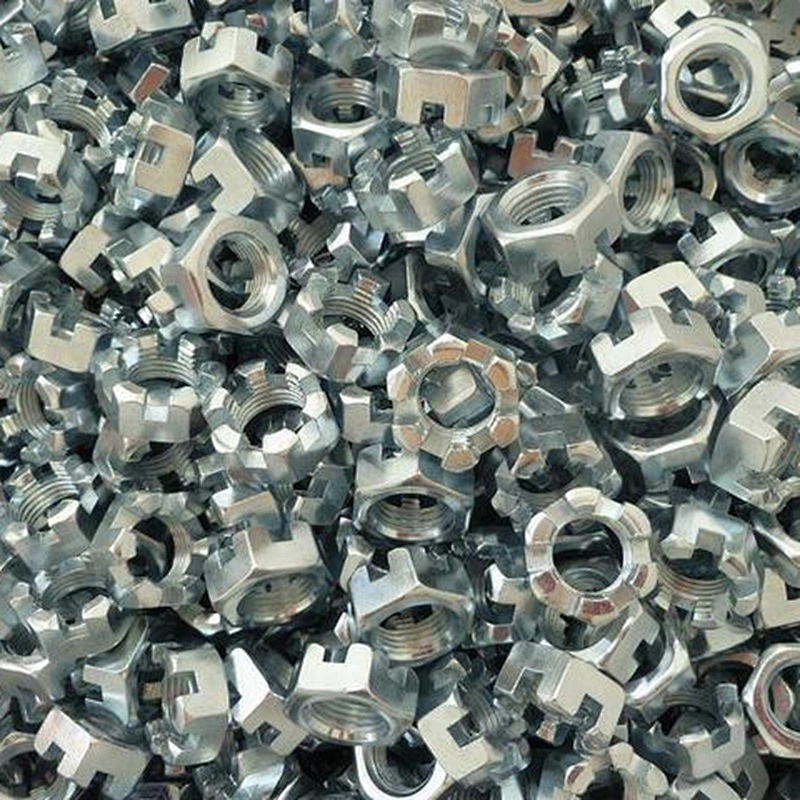 DIN937 type A Hex Thin Slotted Nut Castle Nut M12 yellow zinc plated hexagonal Slotted Nuts